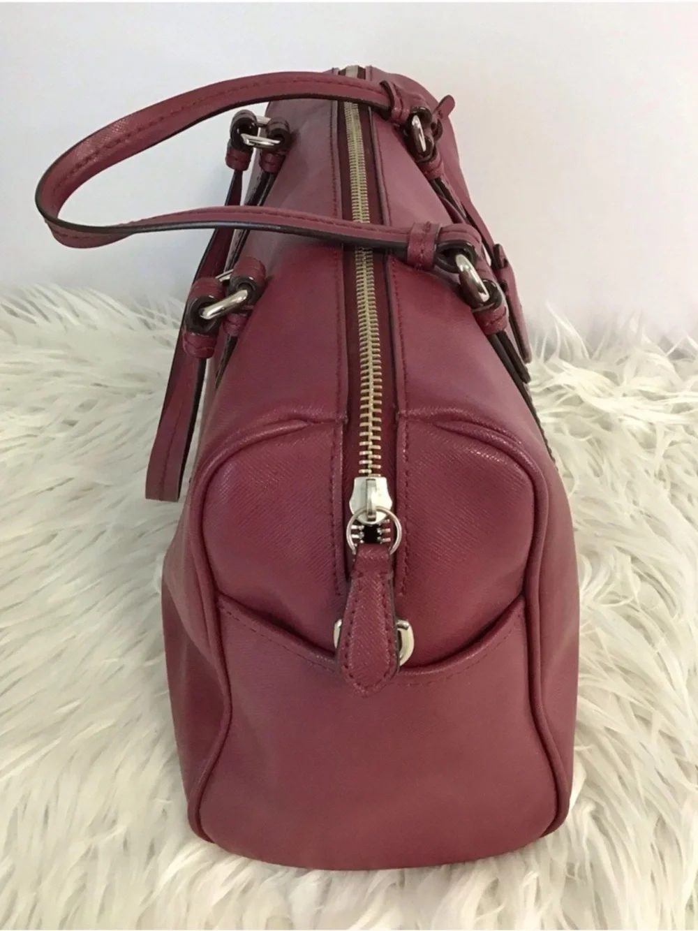 Coach Peyton Leather Nancy Satchel Purse Dusty Rose